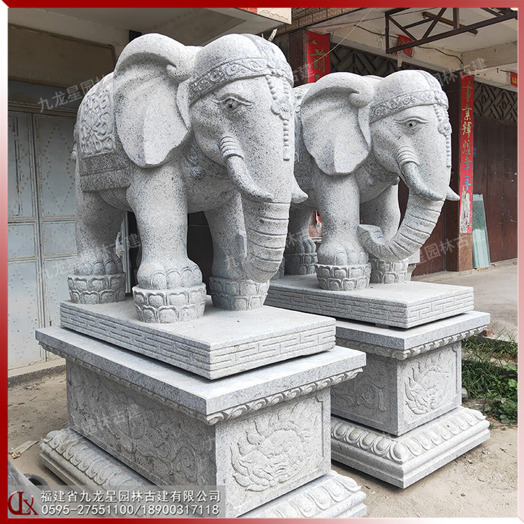 石雕寺廟大象圖片