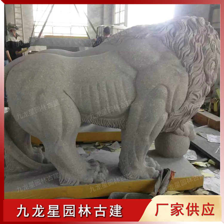 大理石歐式石獅子圖片