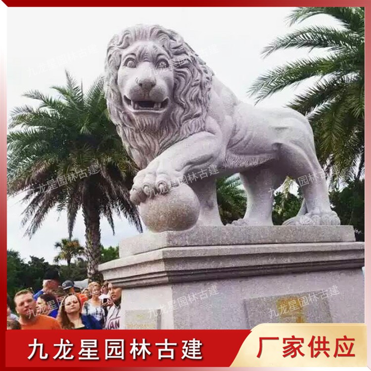 大理石歐式石獅子圖片